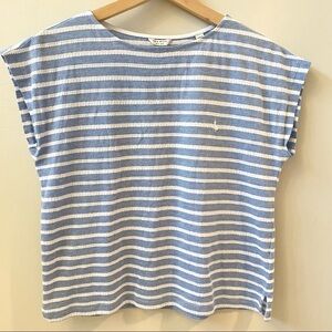 Jack Wills Blue and White Cotton Striped Top Size 2